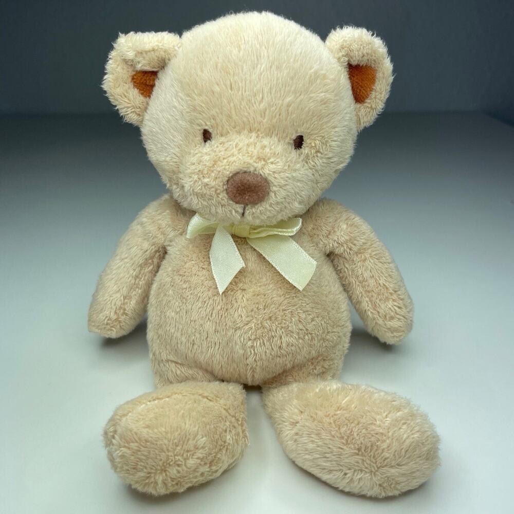 Vintage Carters Prestige Just One Year Teddy Bear Plush 7” Brown Tan Yellow Bow